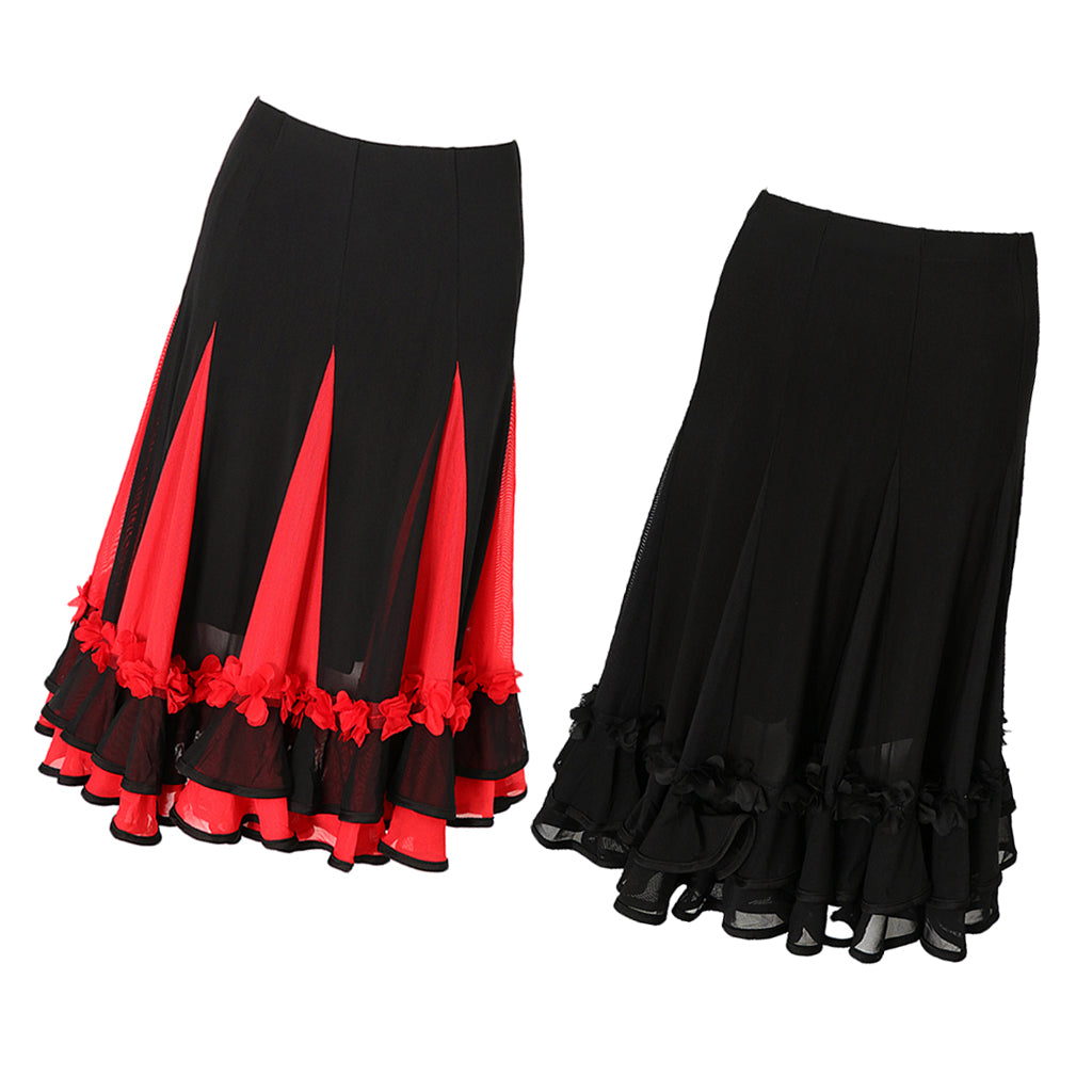2 Pieces Lady Dance Skirt Ballroom Dance Skirt Dress Party Costume Dancewear