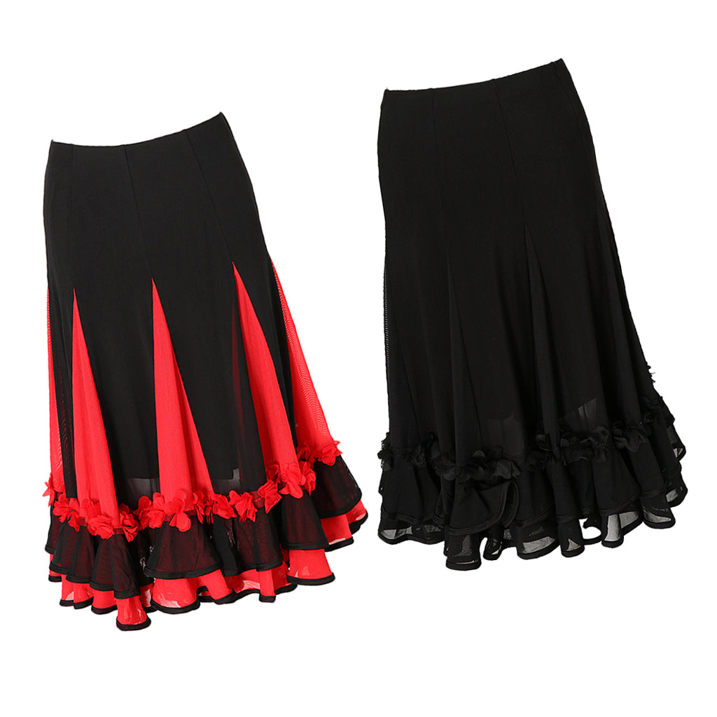 2 Pieces Lady Dance Skirt Ballroom Dance Skirt Dress Party Costume Dancewear
