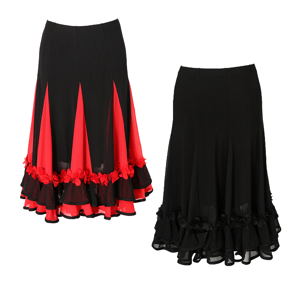 2 Pieces Lady Dance Skirt Ballroom Dance Skirt Dress Party Costume Dancewear