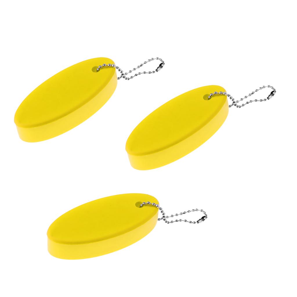 3 Pieces Water Sports Floating Oval Keychain Keyring Water Key Float Yellow