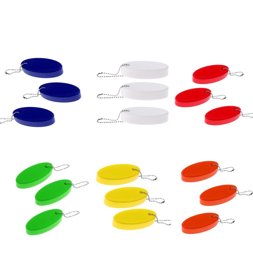 3 Pieces Water Sports Floating Oval Keychain Keyring Water Key Float Yellow