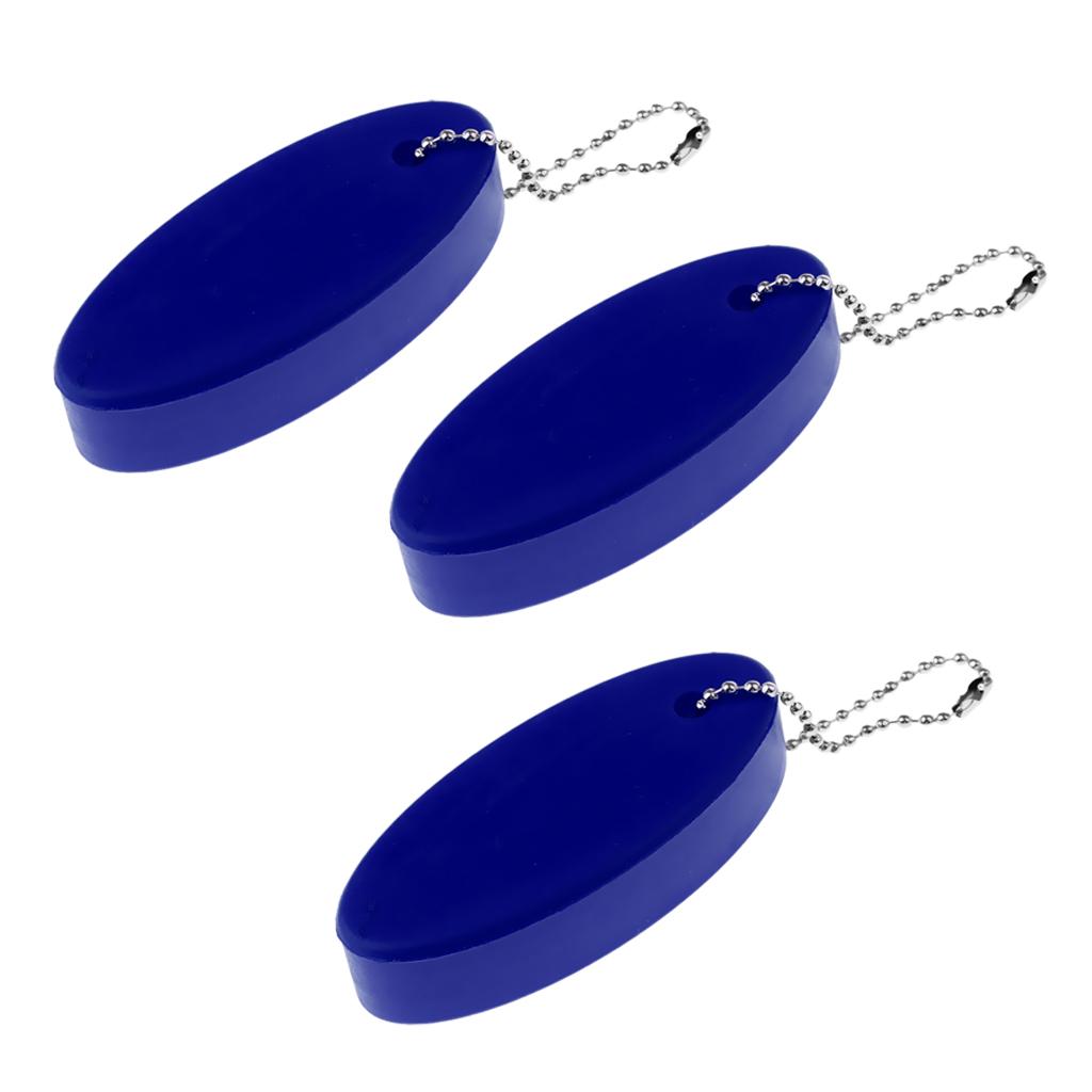 3 Pieces Water Sports Floating Oval Keychain Keyring Water Key Float Blue