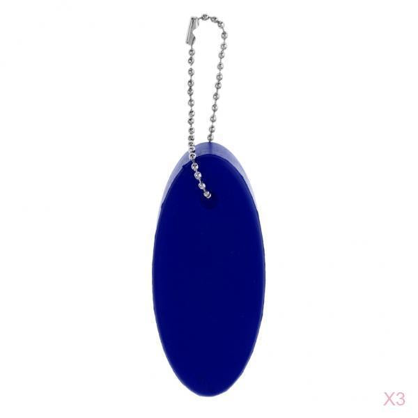 3 Pieces Water Sports Floating Oval Keychain Keyring Water Key Float Blue