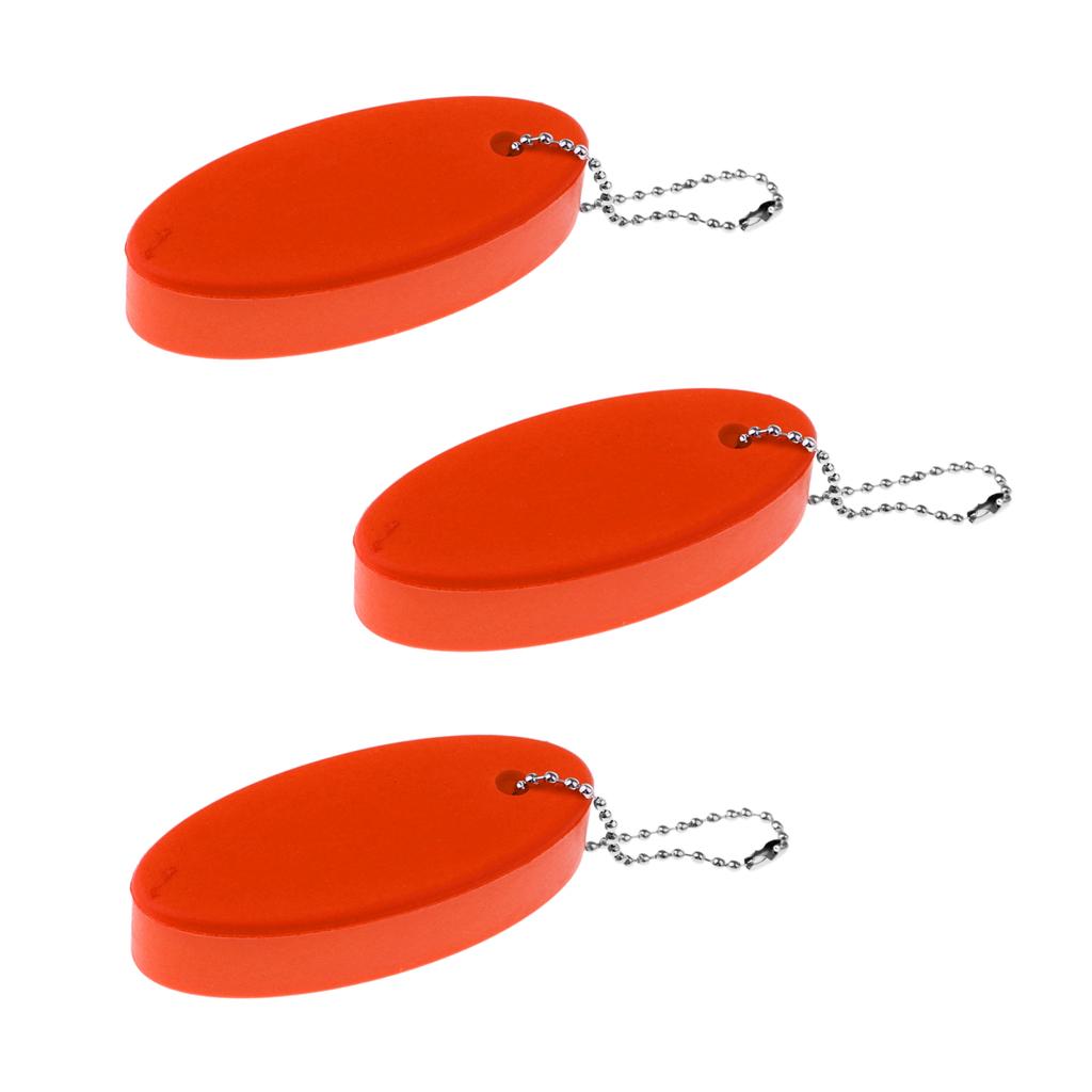 3 Pieces Water Sports Floating Oval Keychain Keyring Water Key Float Orange