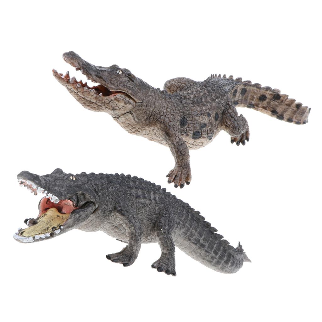 2pcs Simulation Wild Animal Model Figure Toys Figurine Home Decor Crocodile