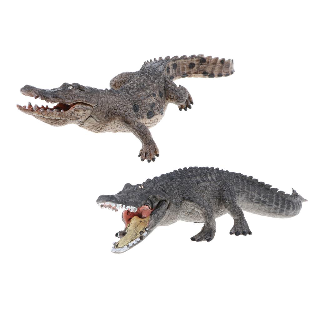 2pcs Simulation Wild Animal Model Figure Toys Figurine Home Decor Crocodile
