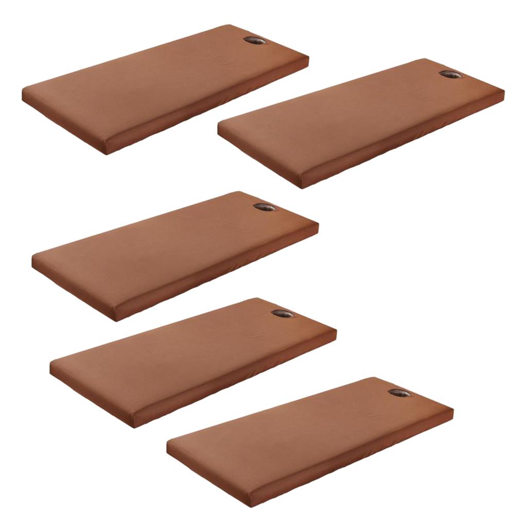 5 Pieces Universal SPA Massage Bed Sheet Cover with Face Breath Hole Coffee
