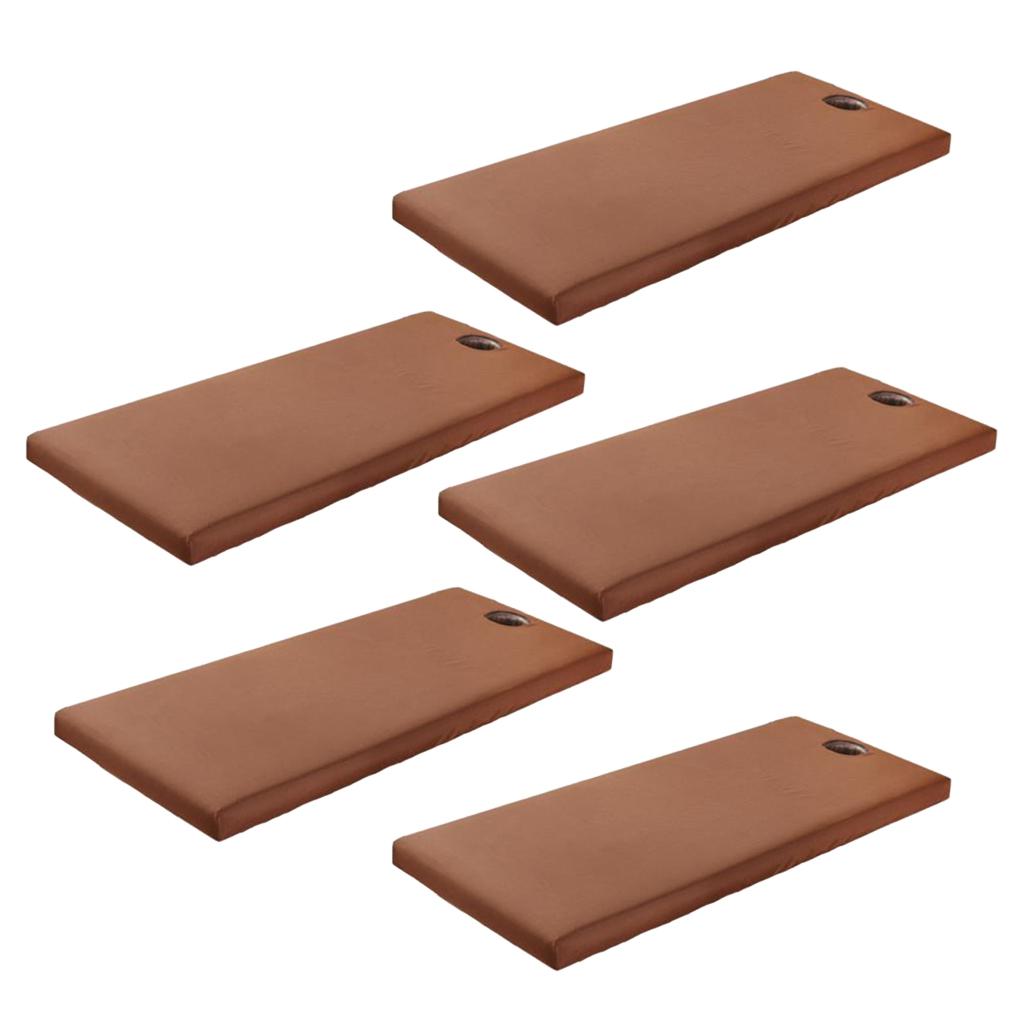 5 Pieces Universal SPA Massage Bed Sheet Cover with Face Breath Hole Coffee