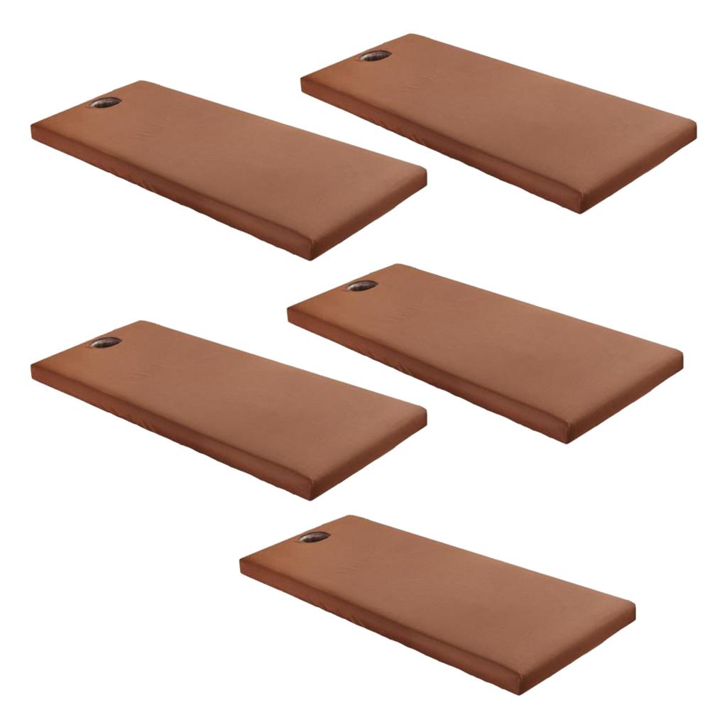 5 Pieces Universal SPA Massage Bed Sheet Cover with Face Breath Hole Coffee