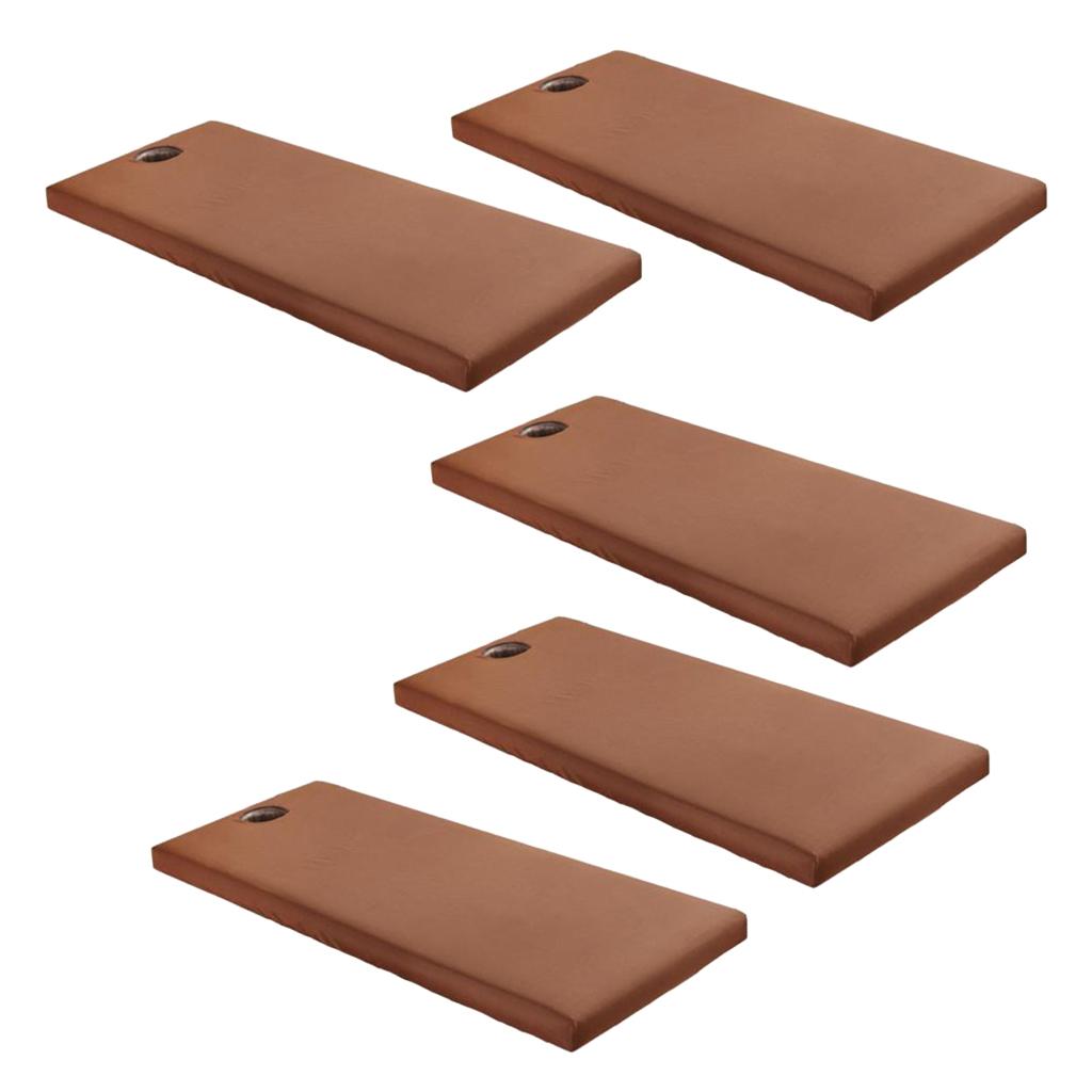 5 Pieces Universal SPA Massage Bed Sheet Cover with Face Breath Hole Coffee