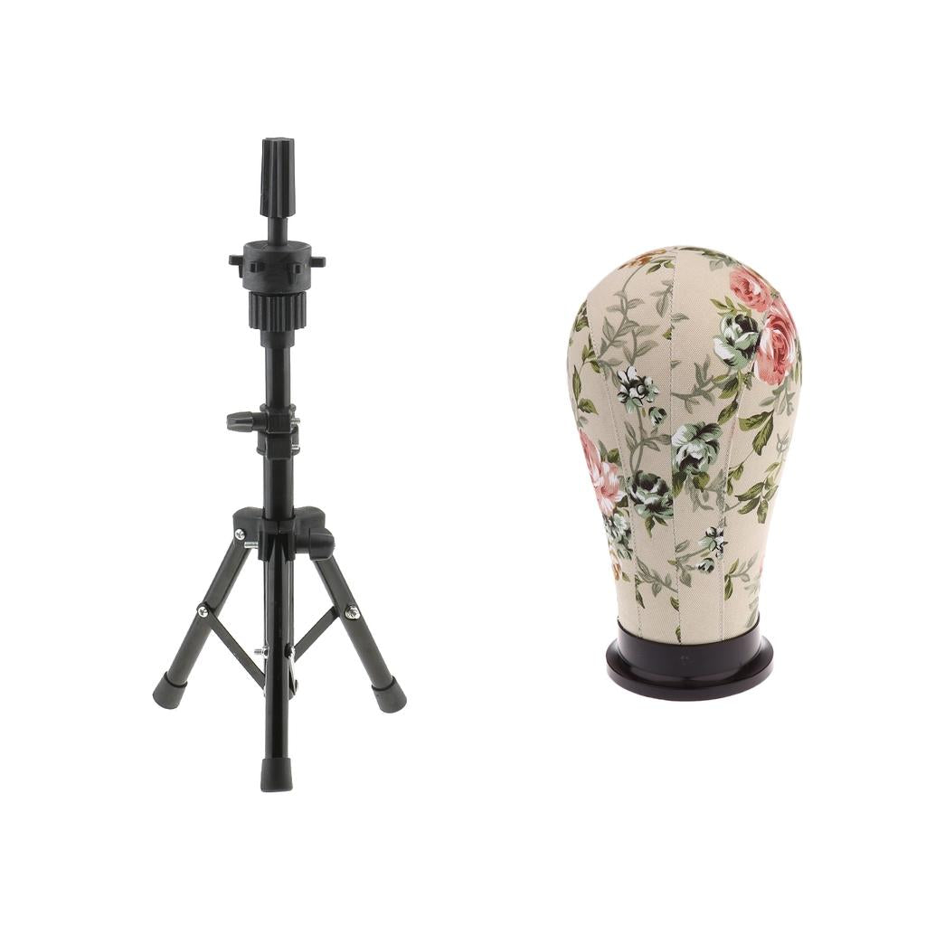 Cork Canvas Block Mannequin Model Head Wigs Making Display Tripod Stand 21In