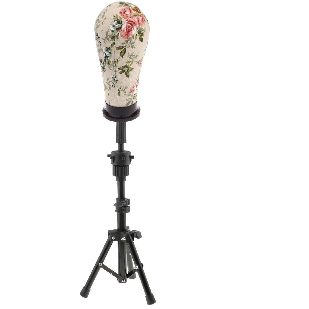 Cork Canvas Block Mannequin Model Head Wigs Making Display Tripod Stand 21In