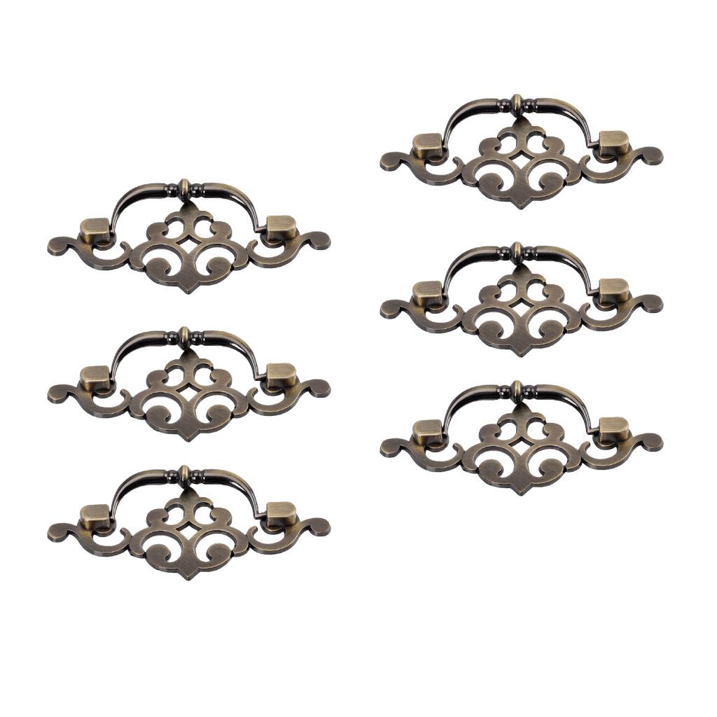 6x Antique Bronze Jewelry Box Pull Knob Retro Drawer Cabinet Door Handle #1