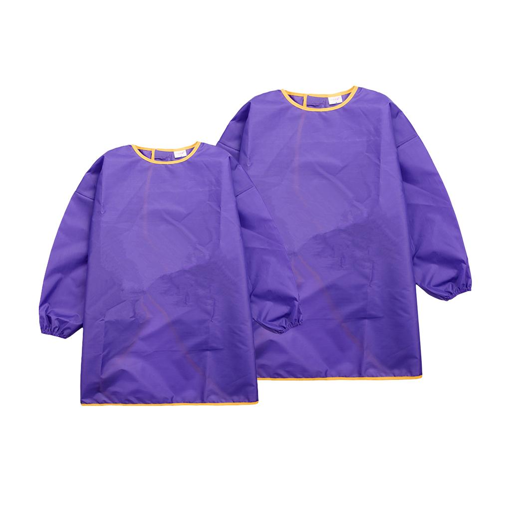 Children Kids Long Sleeve Apron Waterproof Smock Purple M + Purple L