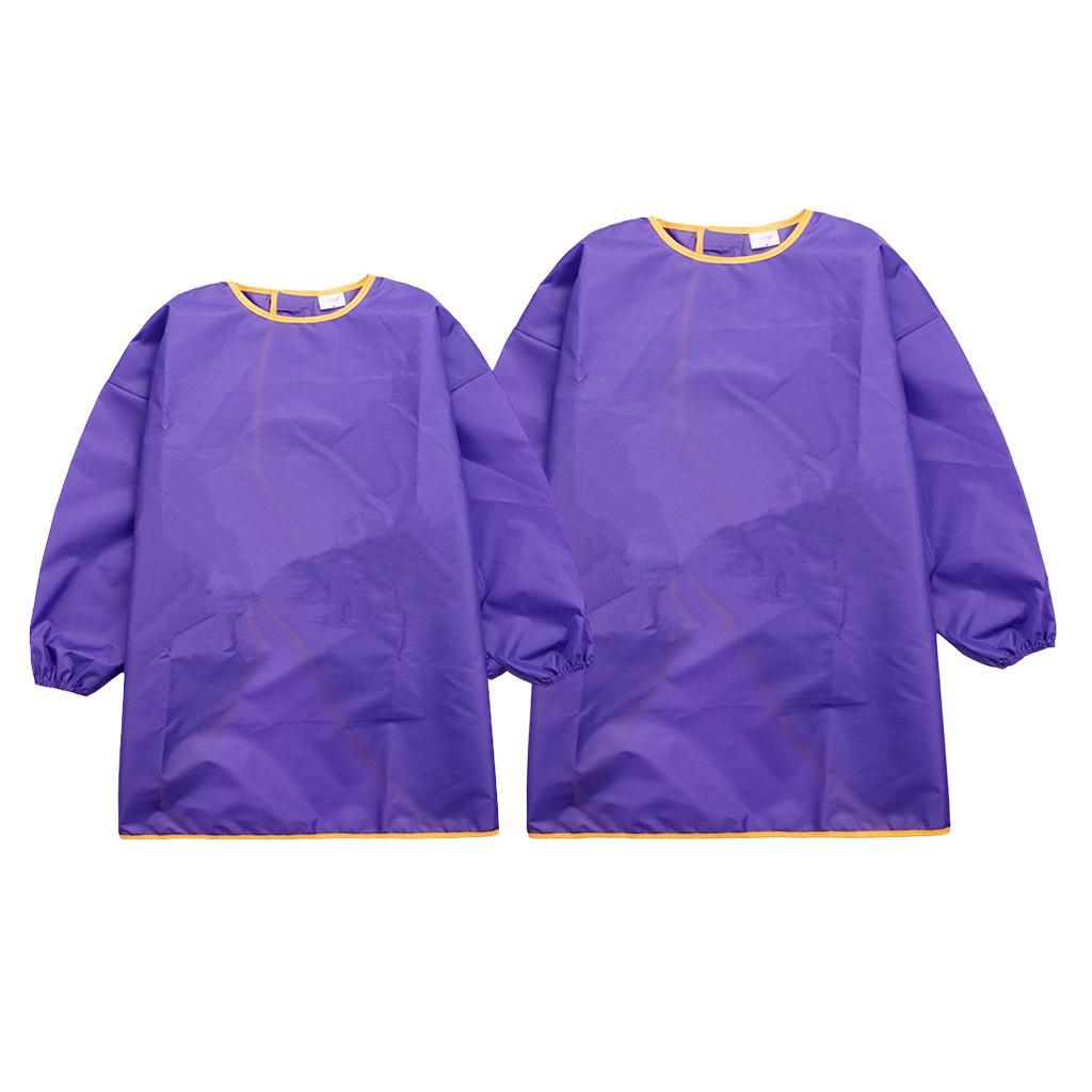 Children Kids Long Sleeve Apron Waterproof Smock Purple M + Purple L