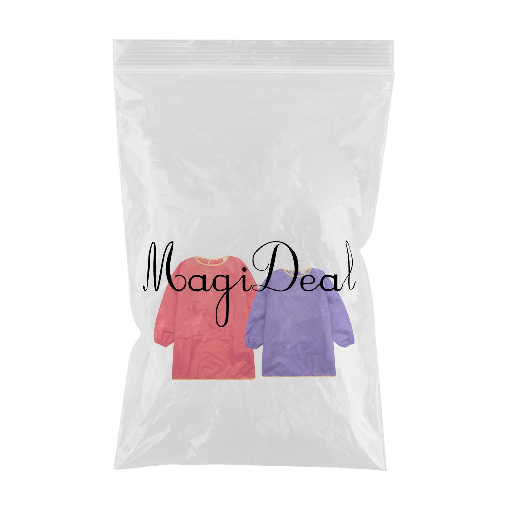 Children Kids Long Sleeve Apron Waterproof Smock Purple M + Red L
