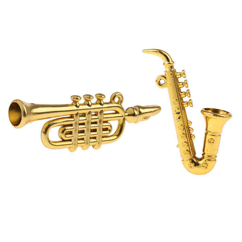 1/12 Dollhouse Miniature Musical Instrument Curved Pipe & Saxophone Model