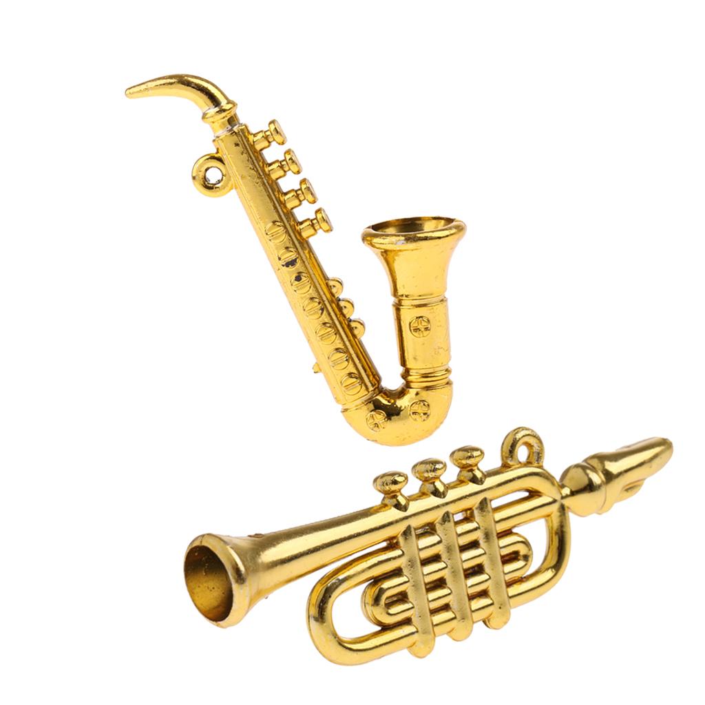 1/12 Dollhouse Miniature Musical Instrument Curved Pipe & Saxophone Model