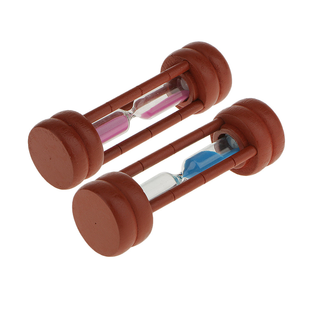 2 Minute Maroon Wooden Sand Timer Teeth Brushing Hourglass Decor Blue + Pink