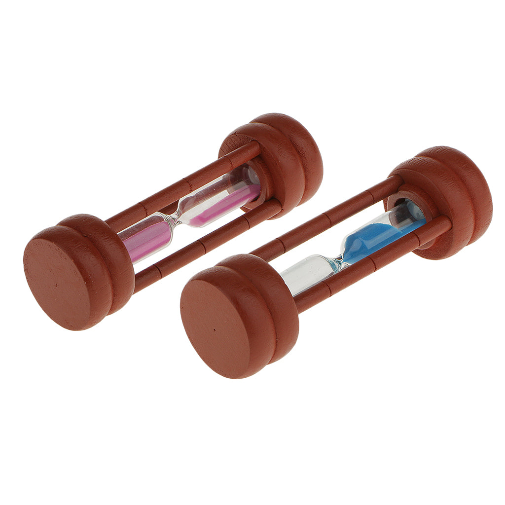2 Minute Maroon Wooden Sand Timer Teeth Brushing Hourglass Decor Blue + Pink