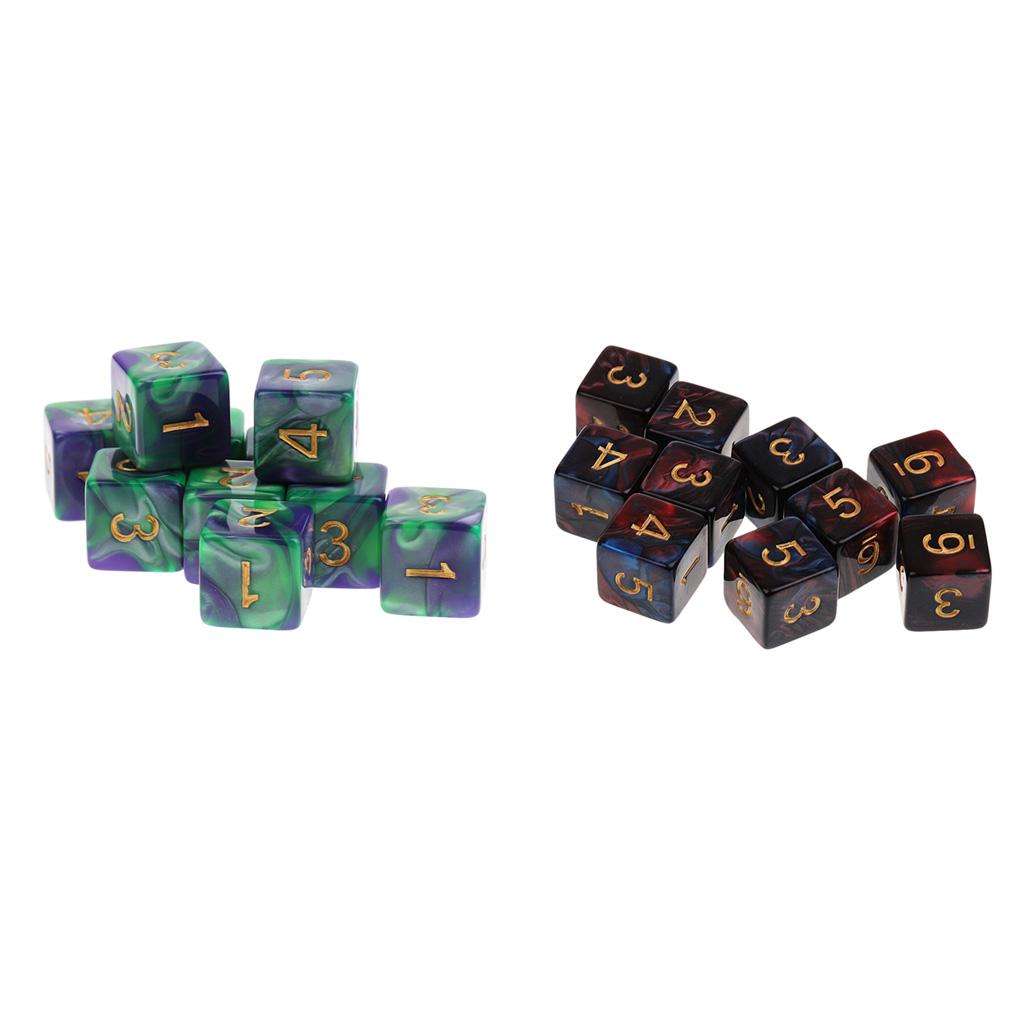 20 Pieces 16mm Six-sided Acrylic Dice Family Set for D&D TRPG Dice Cup Game