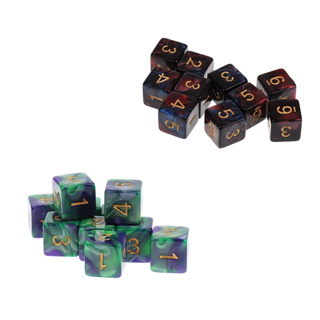 20 Pieces 16mm Six-sided Acrylic Dice Family Set for D&D TRPG Dice Cup Game