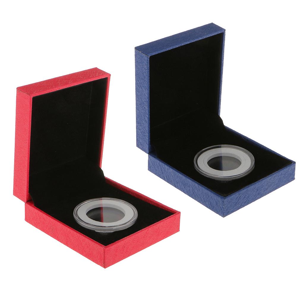 2pcs Fancy Single Coin Holder Display for 38MM Commemorative Coins Gift Box