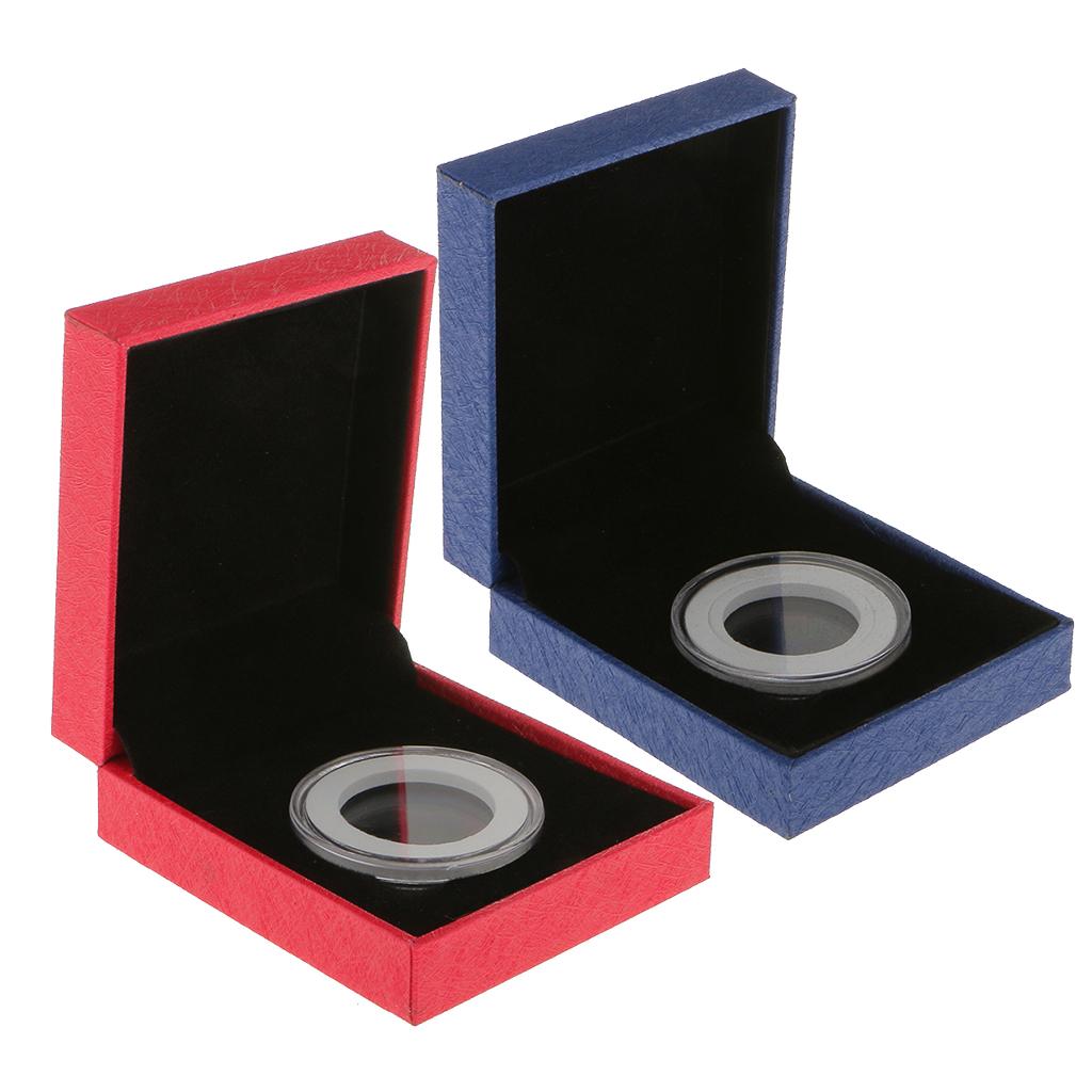 2pcs Fancy Single Coin Holder Display for 38MM Commemorative Coins Gift Box