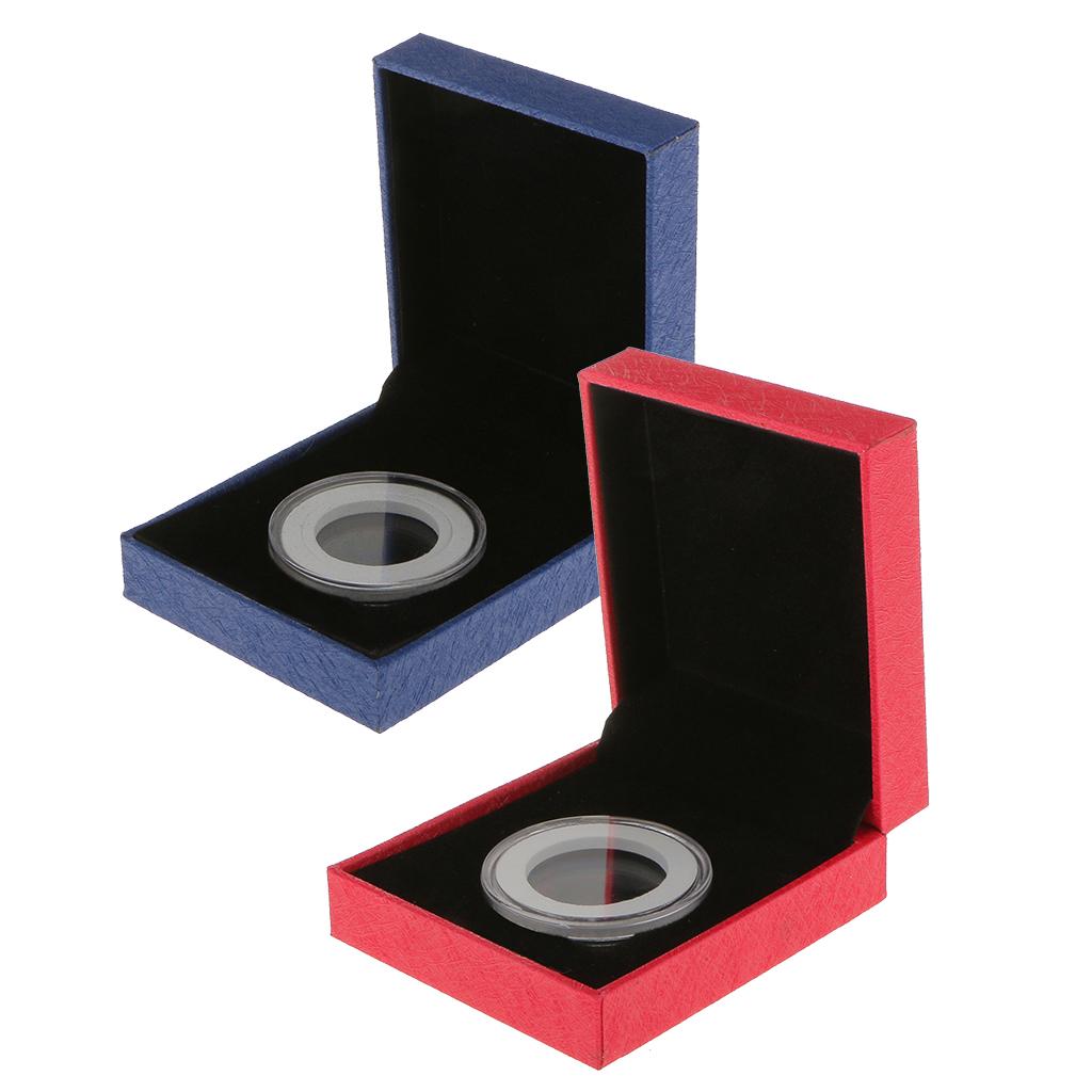 2pcs Fancy Single Coin Holder Display for 38MM Commemorative Coins Gift Box