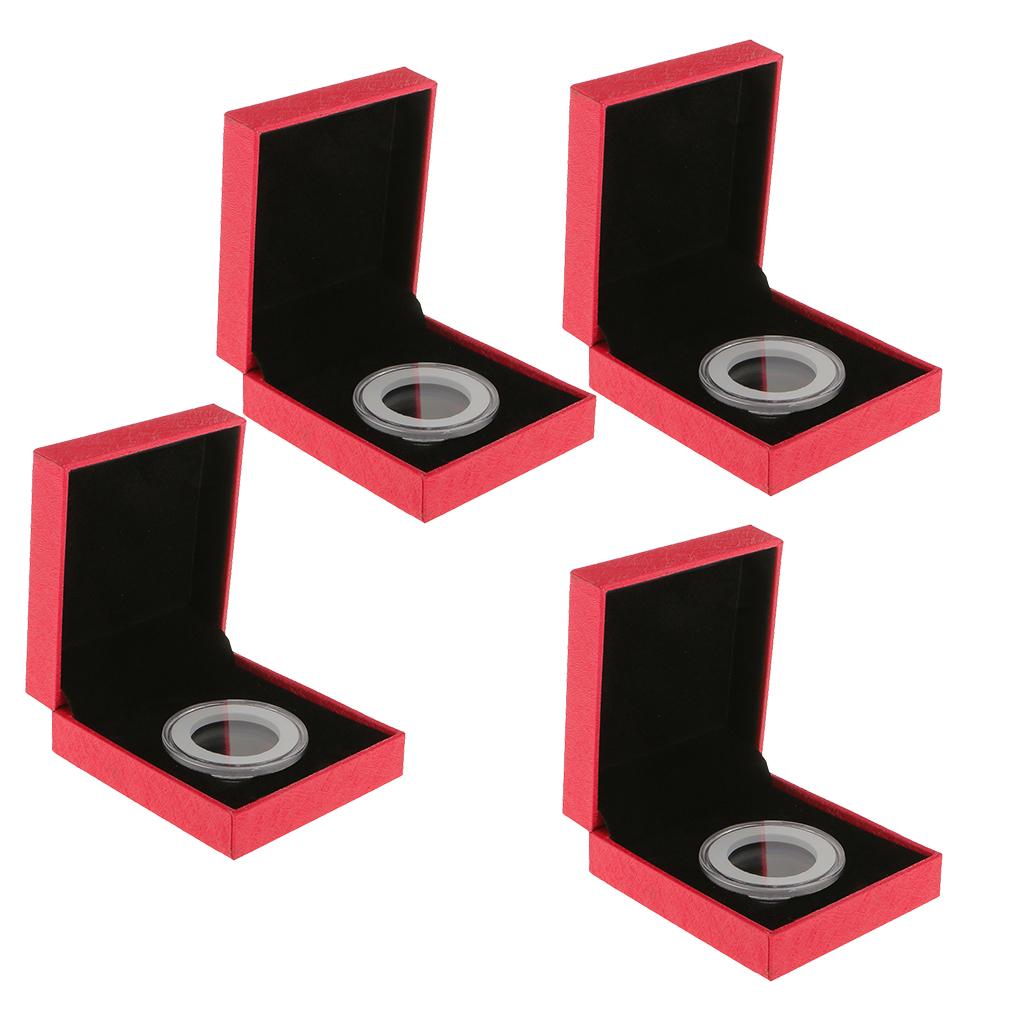 4pcs Fancy Single Coin Holder Display for 38MM Commemorative Coins Gift Box