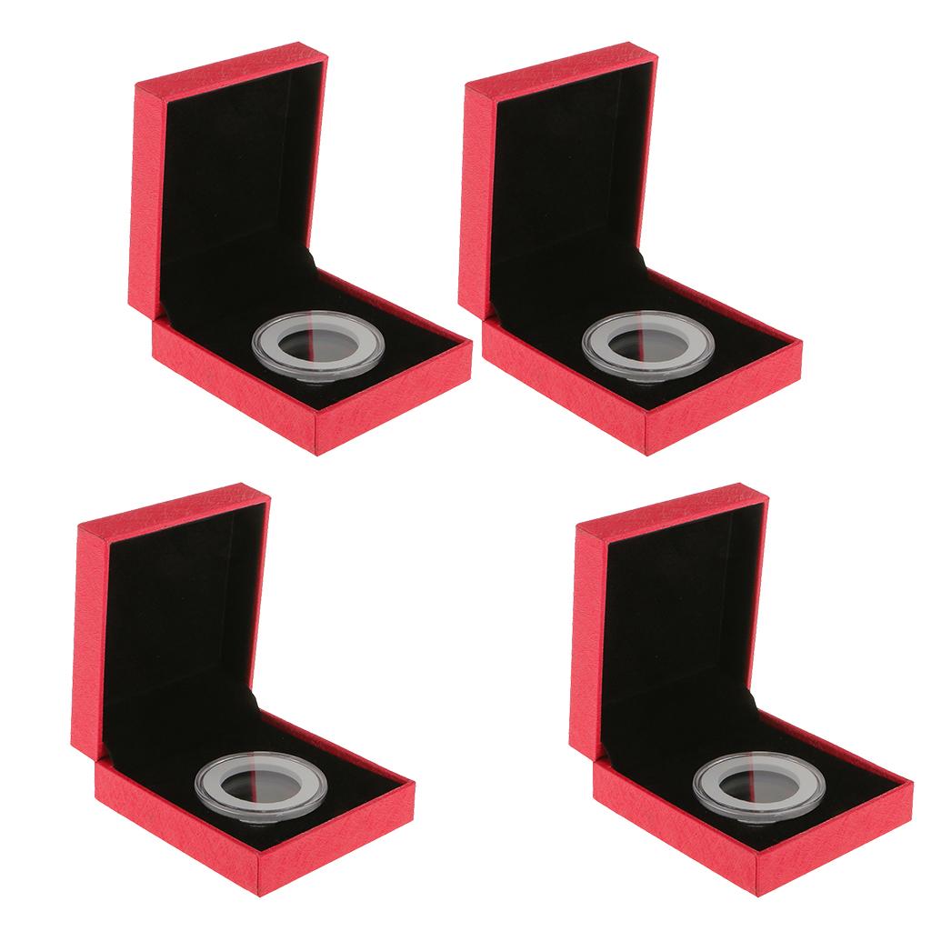 4pcs Fancy Single Coin Holder Display for 38MM Commemorative Coins Gift Box