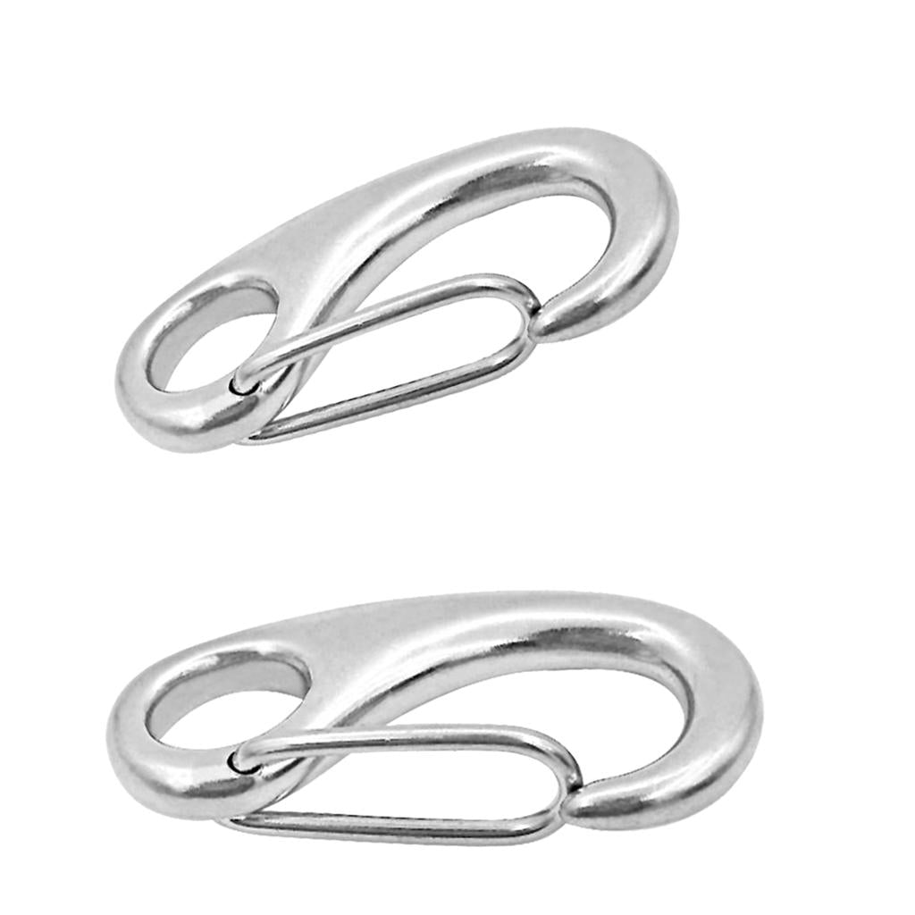 2 Pieces Heavy Duty 2 50mm Spring Gate Snap Hook for Carabiner Swing Silver"