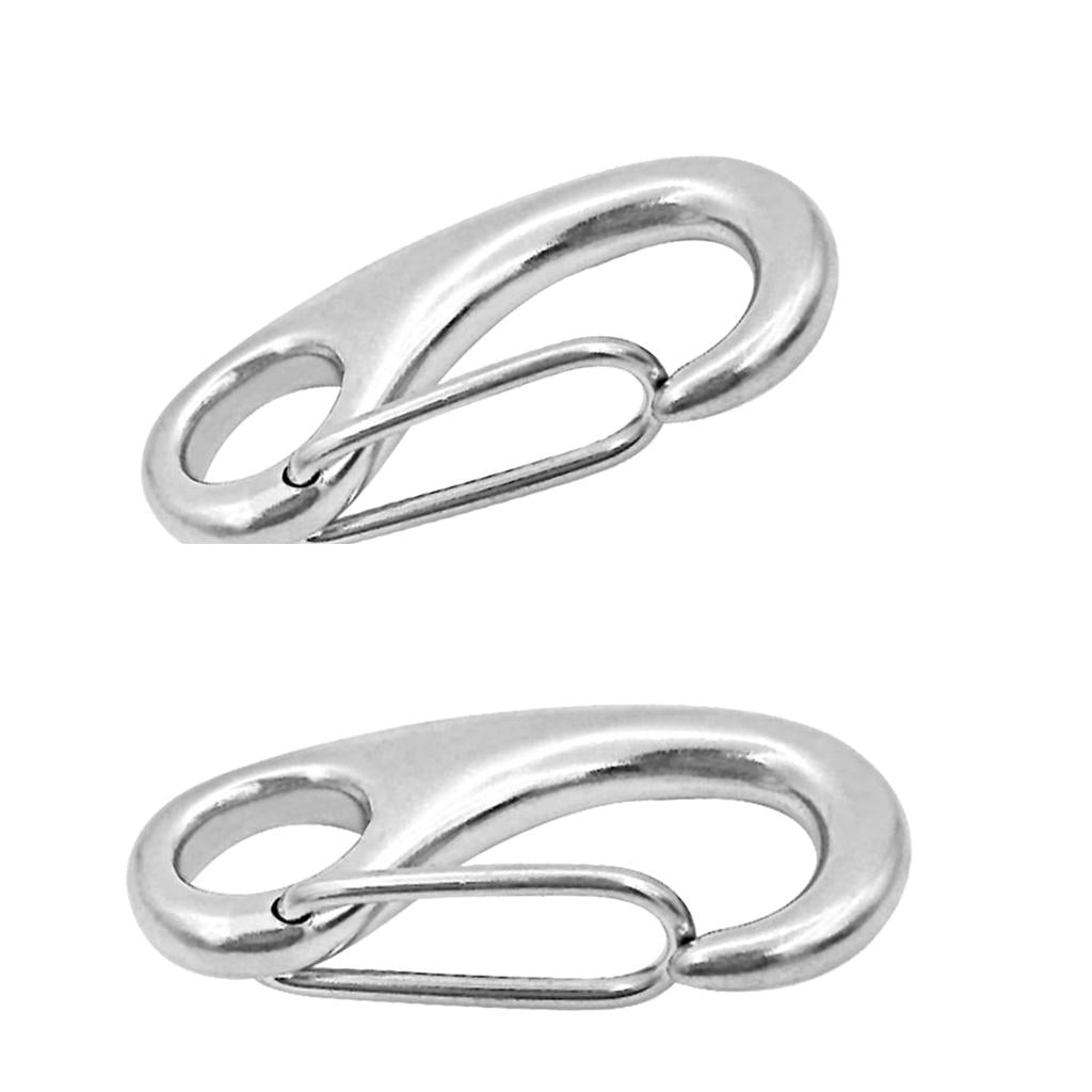 2 Pieces Heavy Duty 2 50mm Spring Gate Snap Hook for Carabiner Swing Silver"
