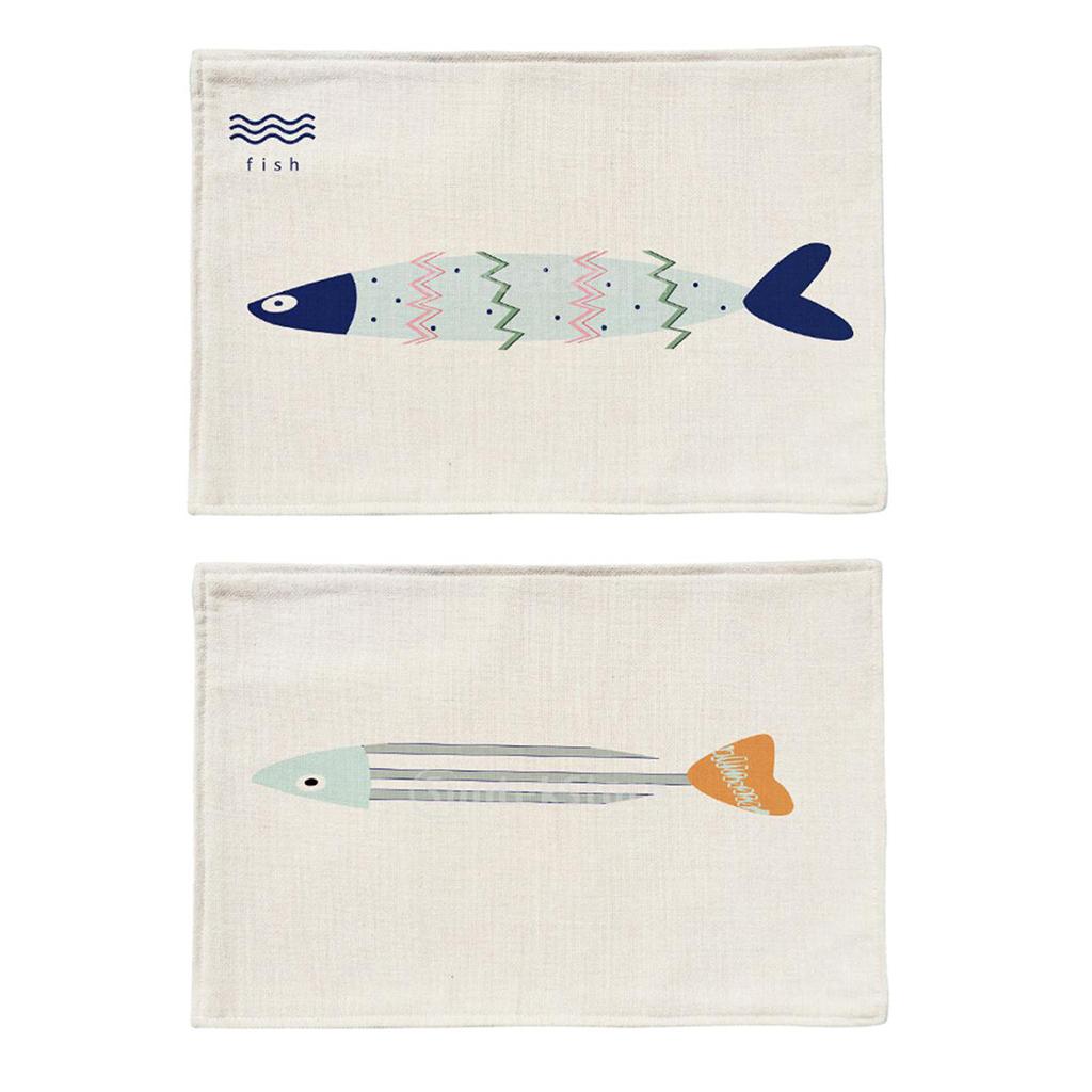 2 pcs Mediterranean Cotton Table Mat Rectangular Heat-insulated Place Mats