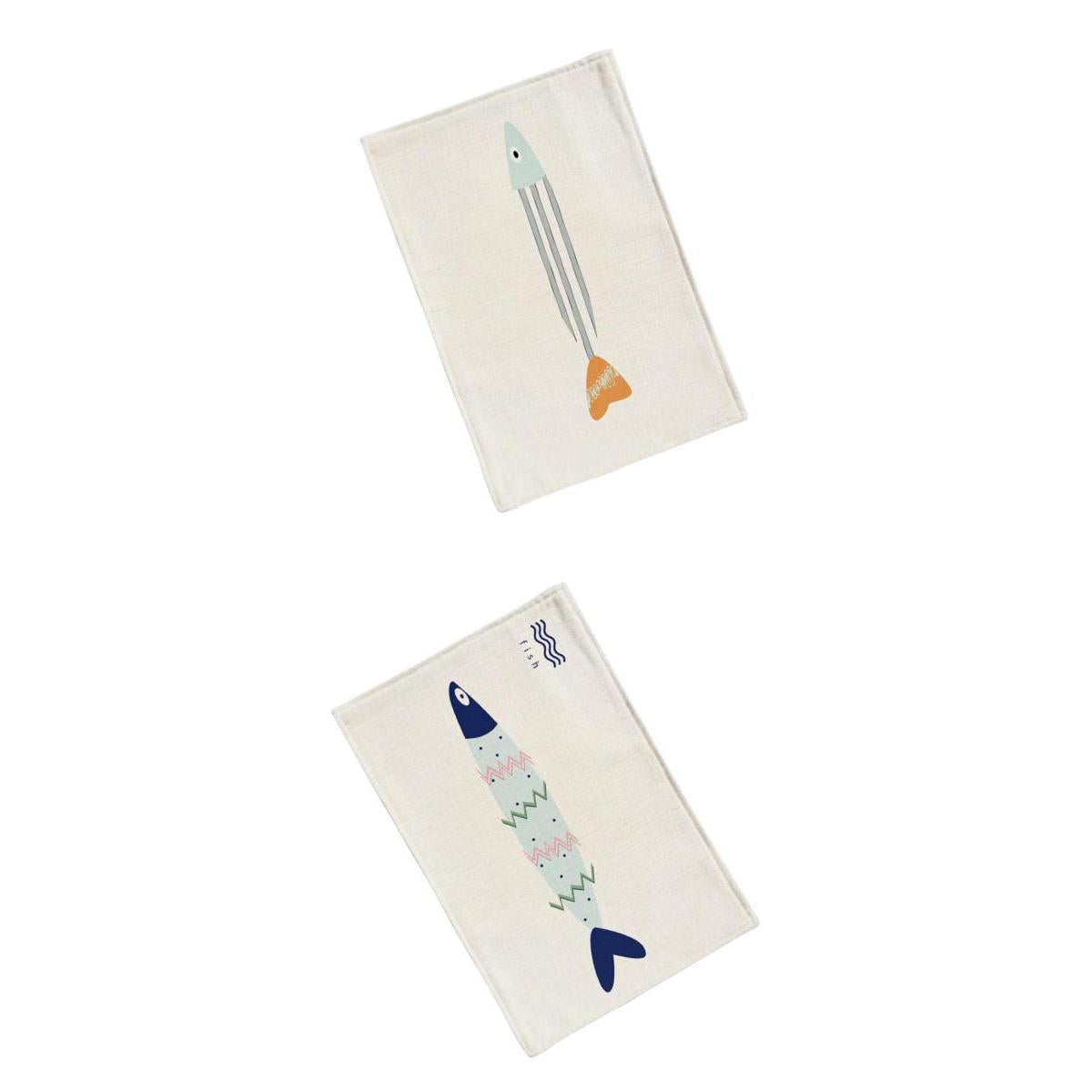 2 pcs Mediterranean Cotton Table Mat Rectangular Heat-insulated Place Mats