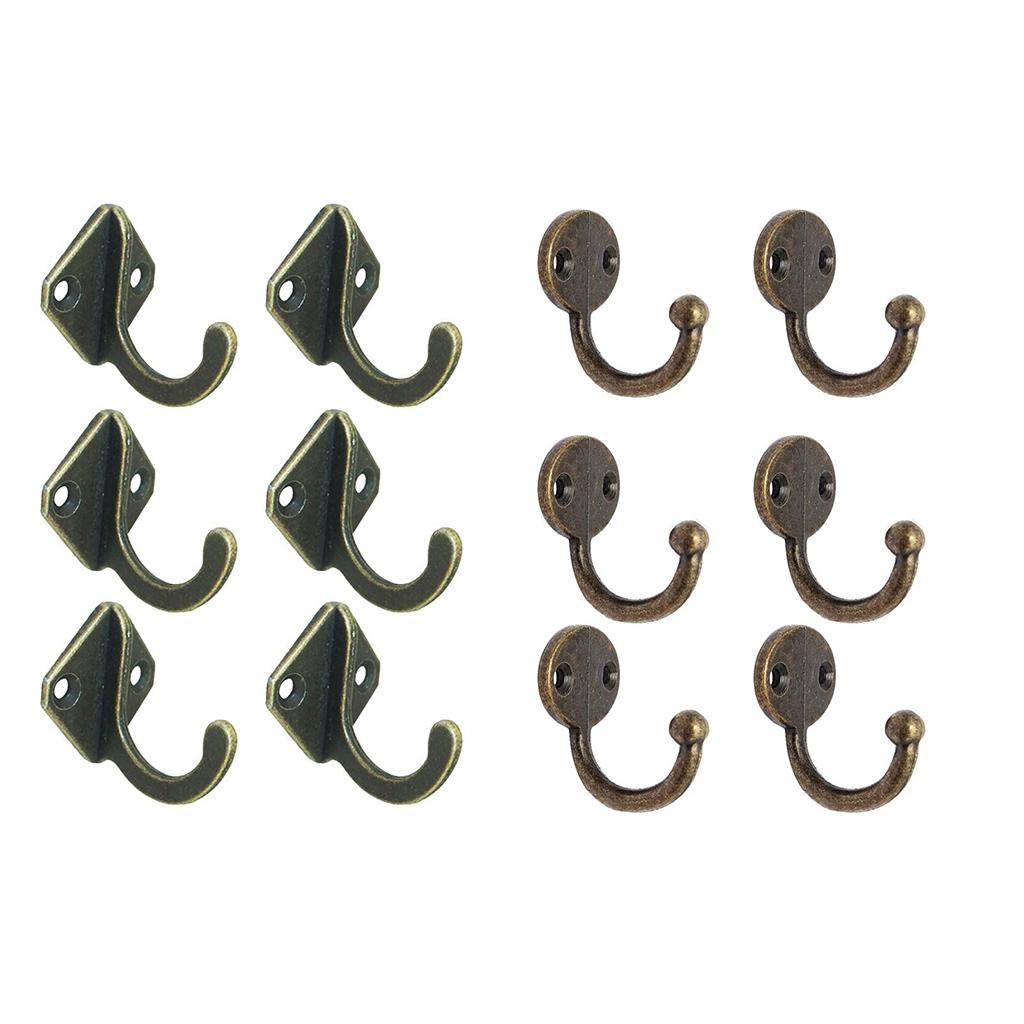 12Pcs Cloth Coat Towel Hangers Door Wall Kitchen Bedroom Bath Hooks 2 Styles
