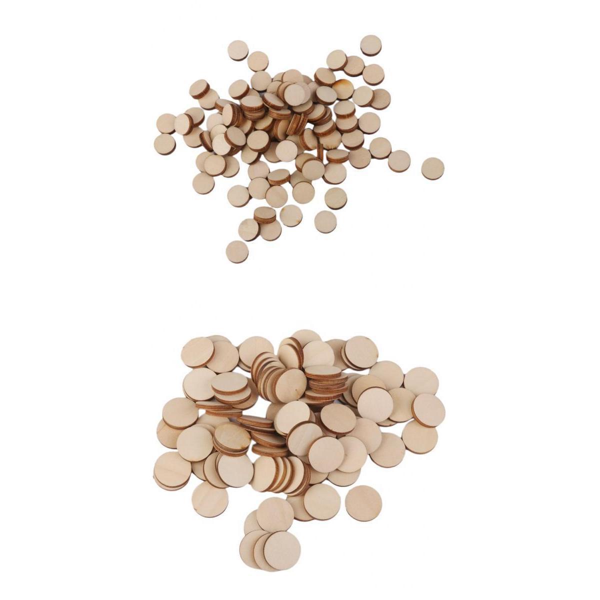 200 Pieces Assorted Round Disc Unfinished Wood Cutout Circles DIY Art Crafts