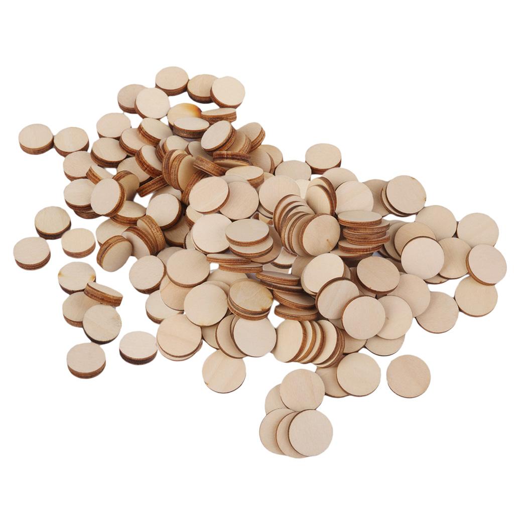 200 Pieces Assorted Round Disc Unfinished Wood Cutout Circles DIY Art Crafts