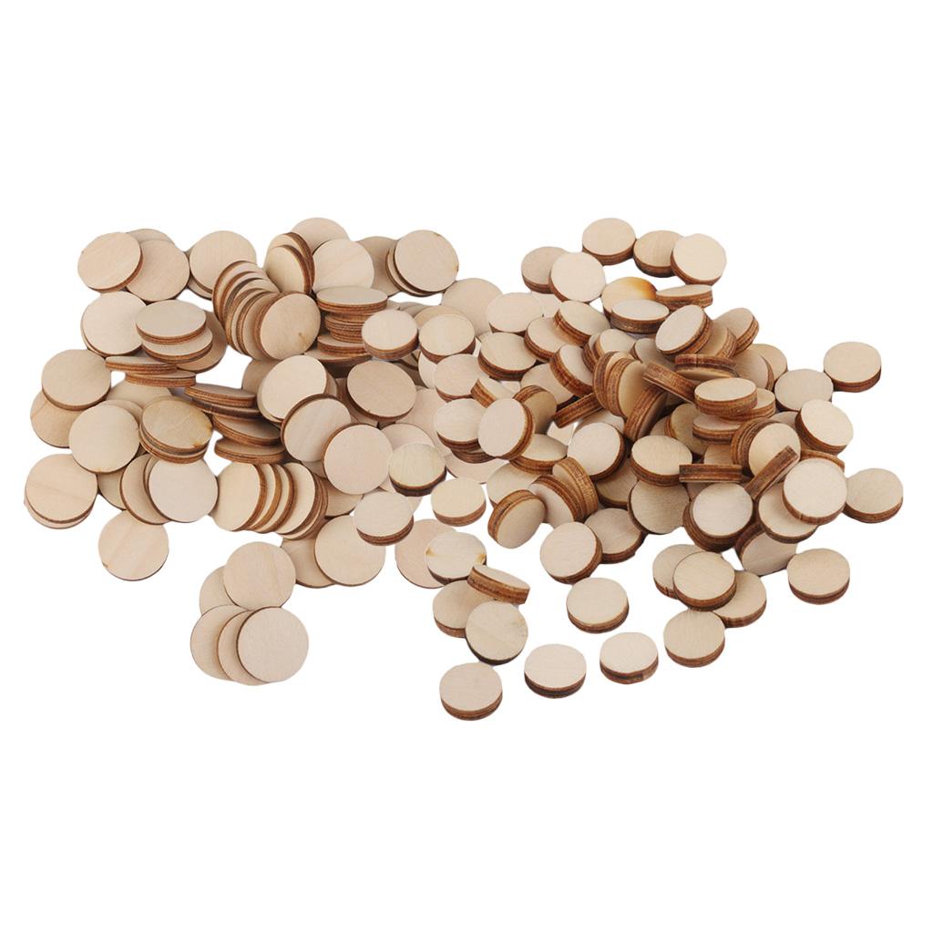 200 Pieces Assorted Round Disc Unfinished Wood Cutout Circles DIY Art Crafts