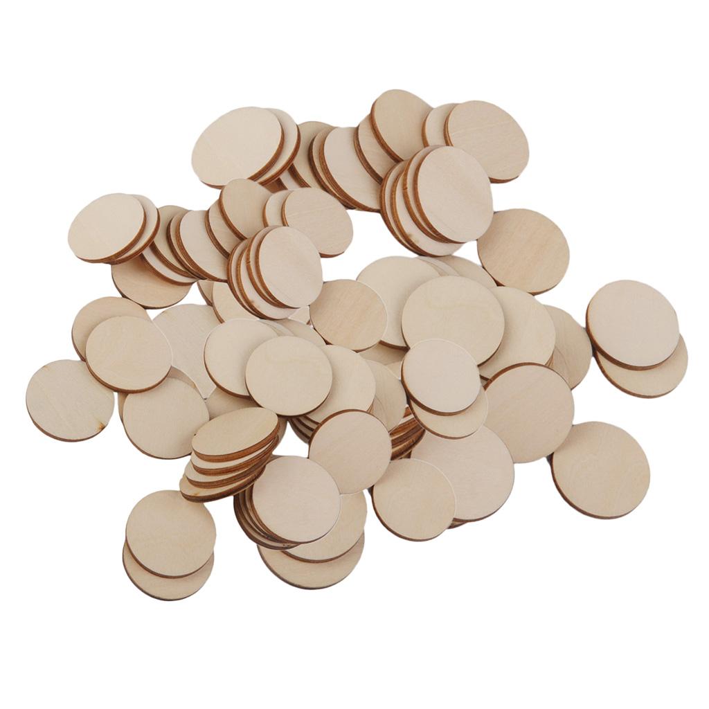 80 Pieces 30mm 40mm Round Disc Unfinished Wood Cutout Circles DIY Art Craft