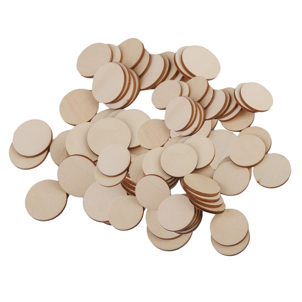 80 Pieces 30mm 40mm Round Disc Unfinished Wood Cutout Circles DIY Art Craft