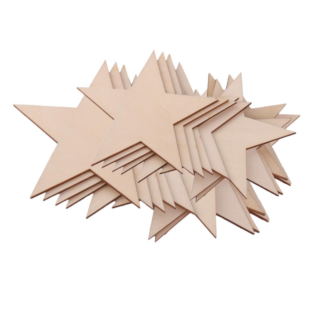 20 Pieces Unfinished Star Shape Wooden Embellishments DIY Crafts 80mm 100mm