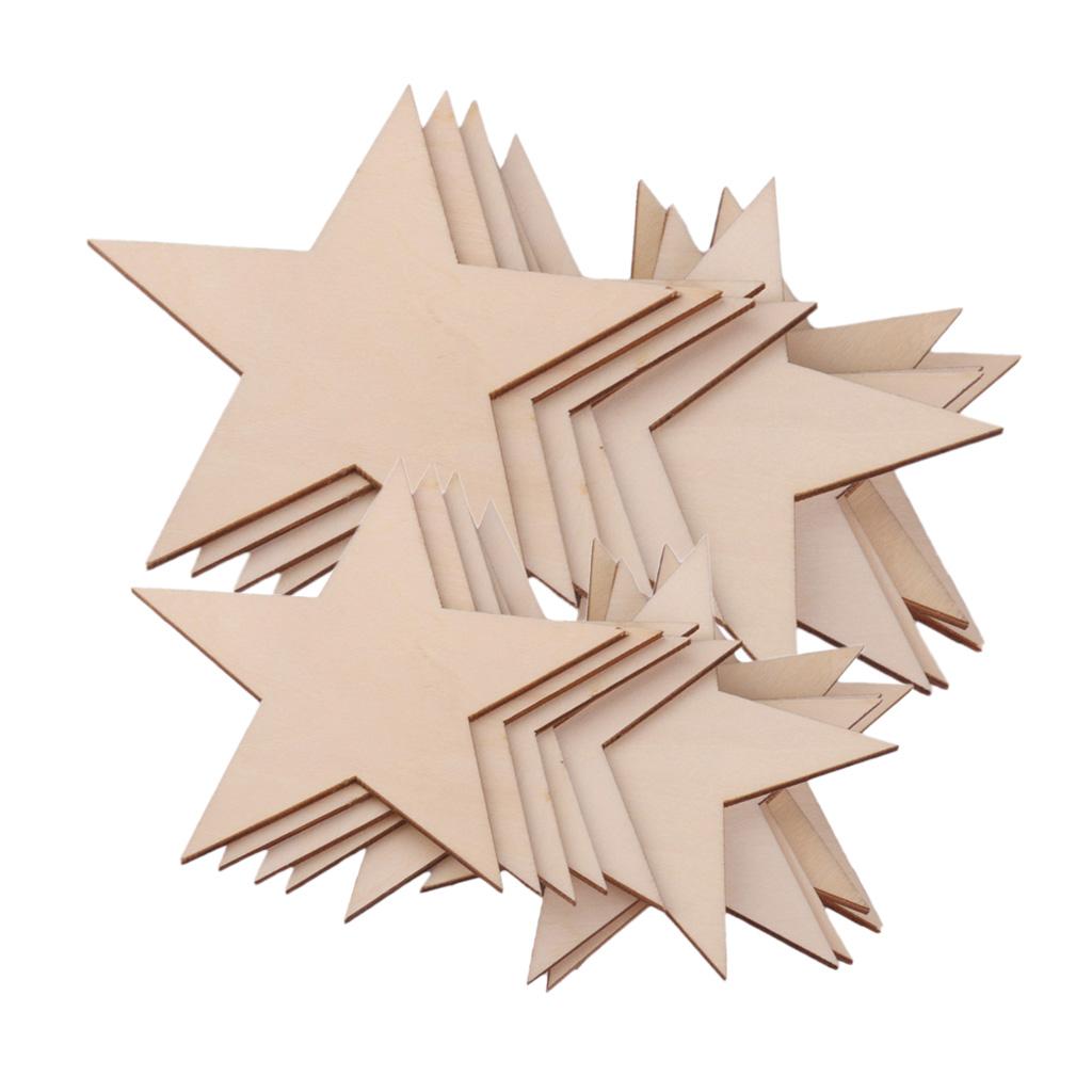 20 Pieces Unfinished Star Shape Wooden Embellishments DIY Crafts 80mm 100mm