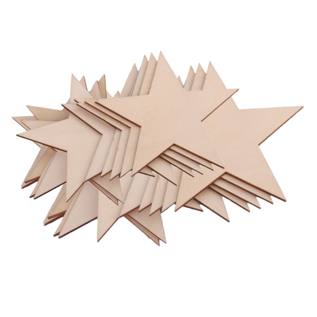 20 Pieces Unfinished Star Shape Wooden Embellishments DIY Crafts 80mm 100mm