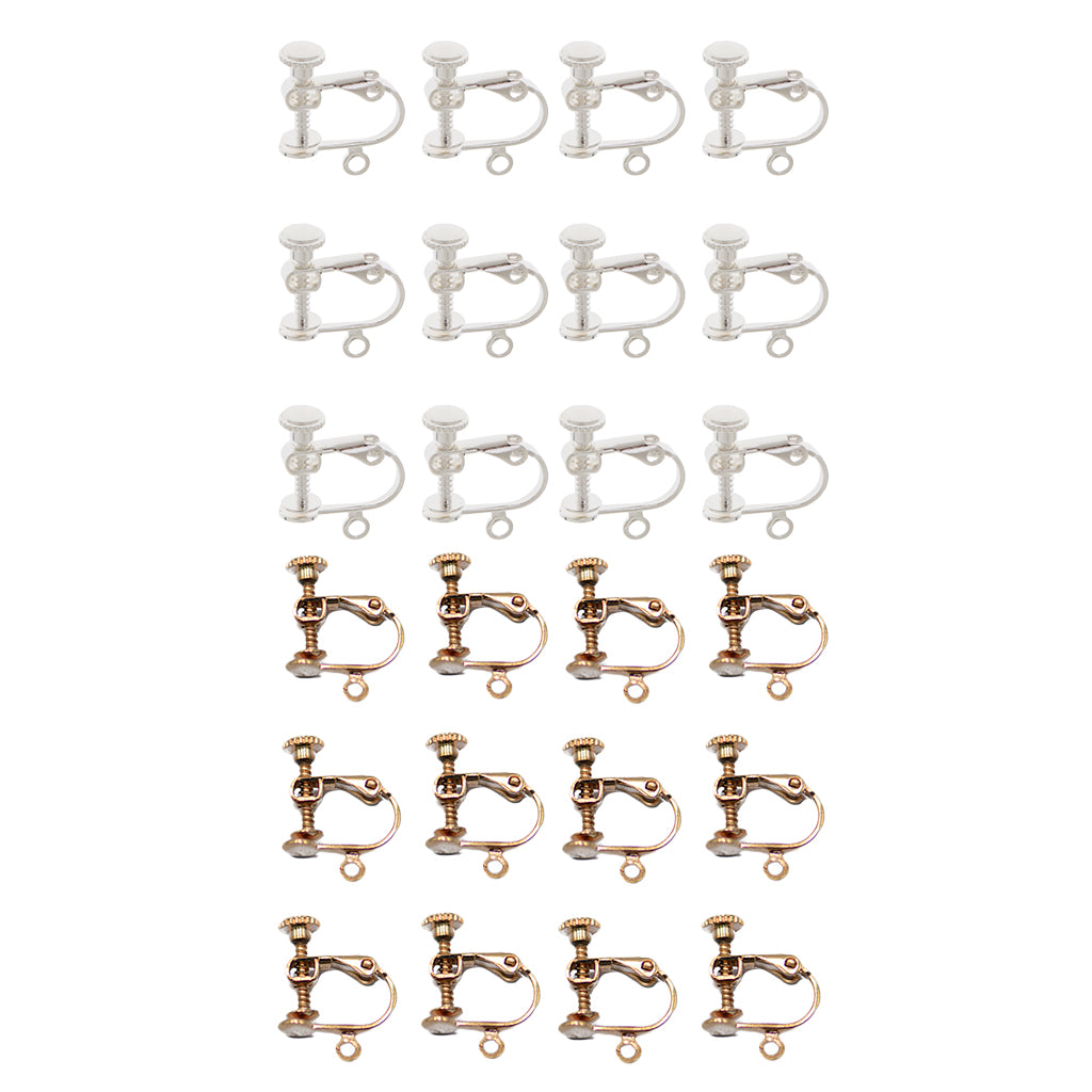 24 Piece Non Piercing Copper Adjustable Screw Earring Clips Rose gold Silver