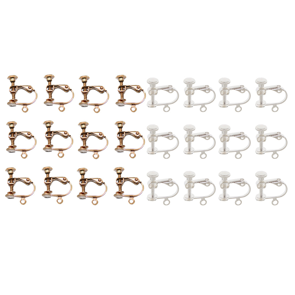 24 Piece Non Piercing Copper Adjustable Screw Earring Clips Rose gold Silver