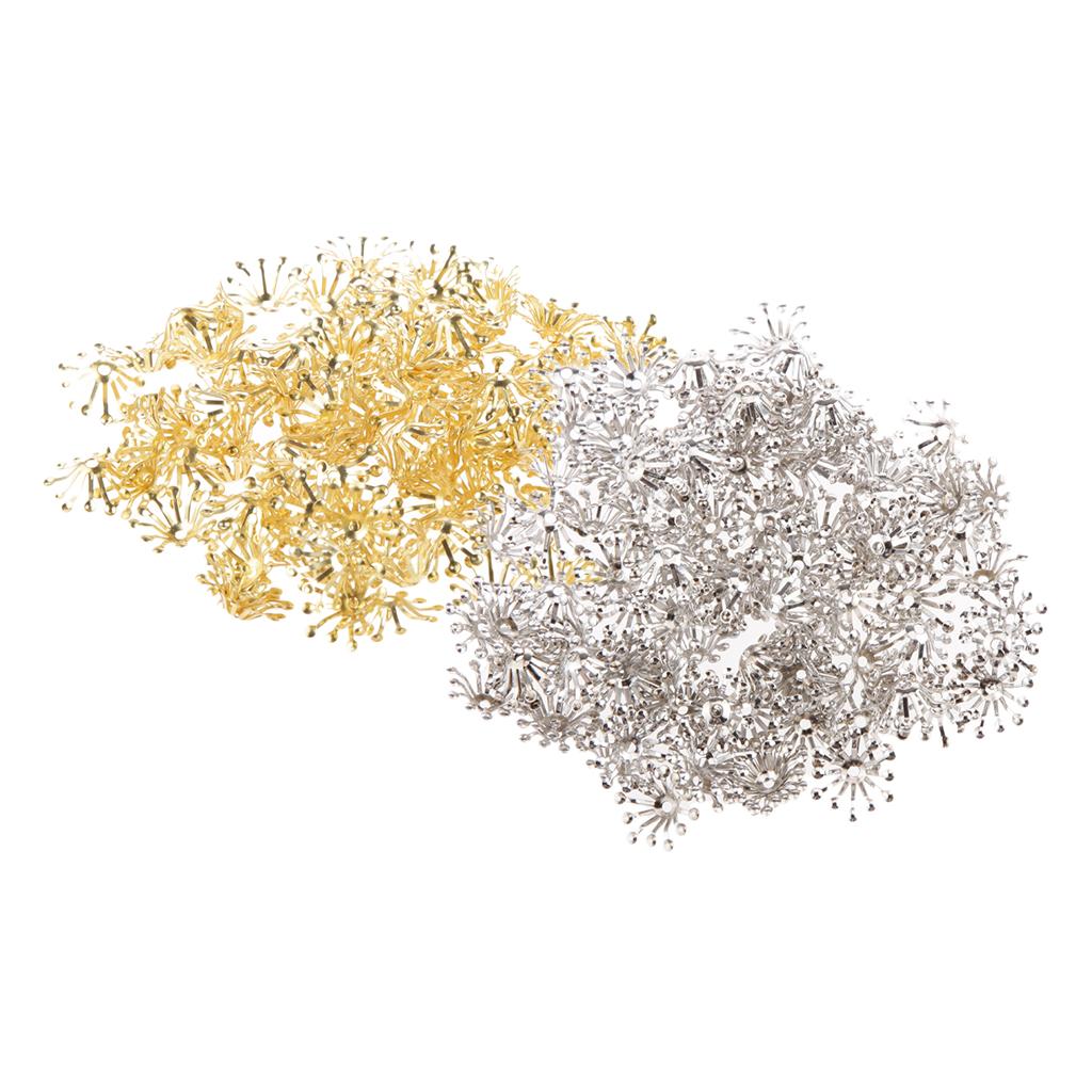 200 Pieces 13mm Bead Cap Ends Accessories Jewelry Findings Craft Silver Gold