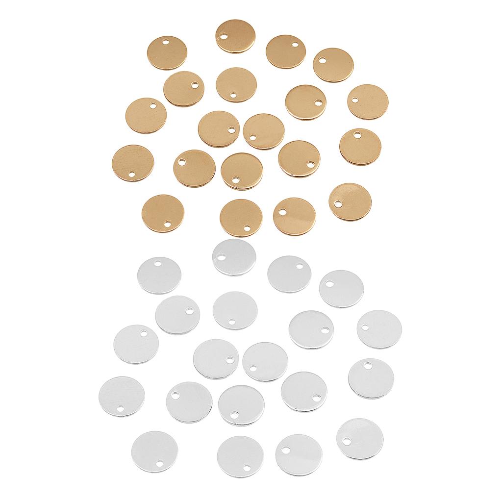 40 Pcs Metal Coin Round Stamping Blank Tag Jewelry Making Gold & Sliver