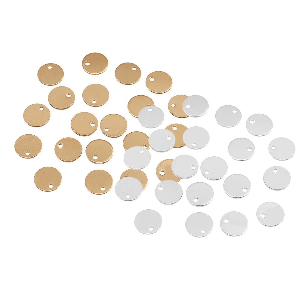 40 Pcs Metal Coin Round Stamping Blank Tag Jewelry Making Gold & Sliver