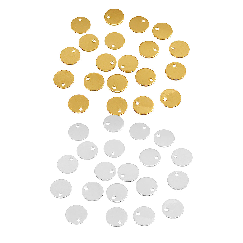 40 Pieces Gold Silver Flat Round Blank Coin Stamping Charms Tag Pendants DIY